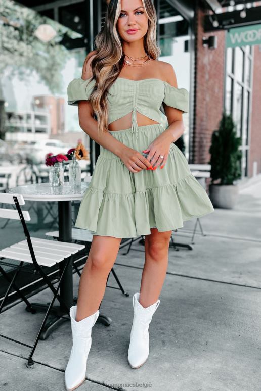 verstandig pippy uitgesneden mini-jurk met pofmouwen NanaMacs HPTT2152