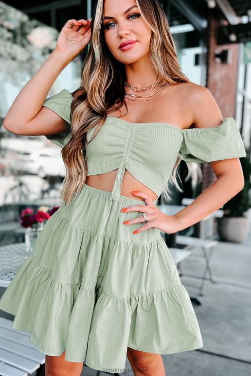 verstandig pippy uitgesneden mini-jurk met pofmouwen NanaMacs HPTT2152