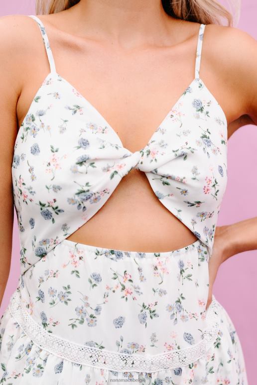 wit Peace Serenity uitgesneden mini-jurk met bloemenprint NanaMacs HPTT2233