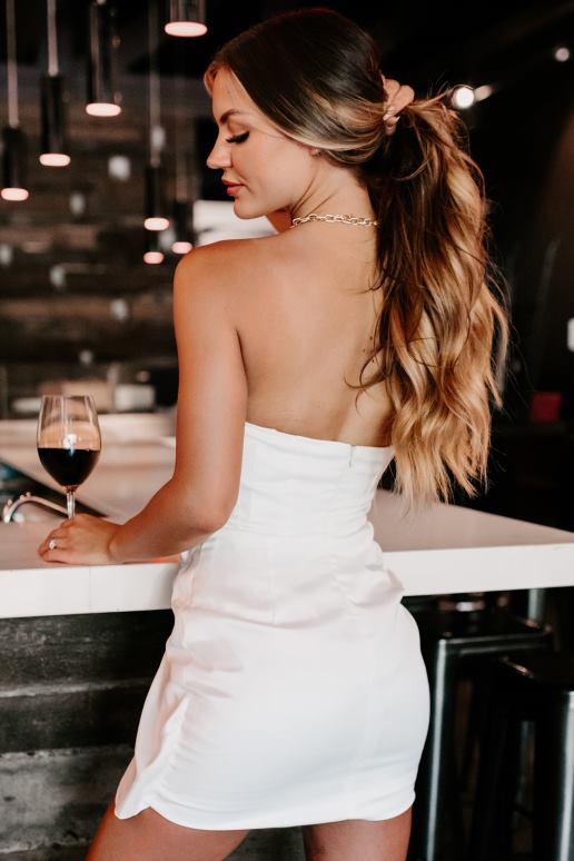 wit get it girl satijnen strapless mini-jurk NanaMacs HPTT2155