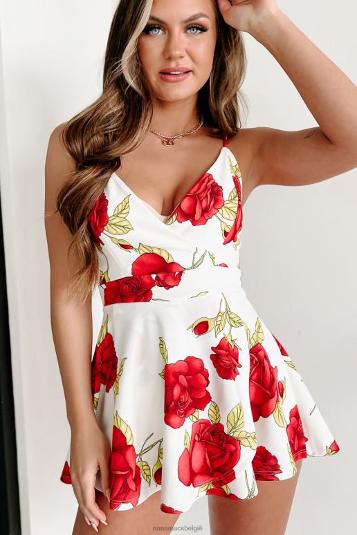 wit grootste liefdesverhaal korte gevoerde gebloemde mini-jurk NanaMacs HPTT1981