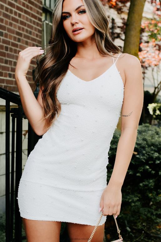 wit tijd van ons leven mesh backless mini-jurk met kralen NanaMacs HPTT1836