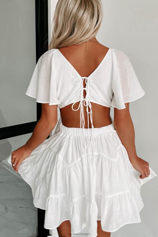 wit verwijder de mini-jurk met uitgesneden ruches NanaMacs HPTT1849