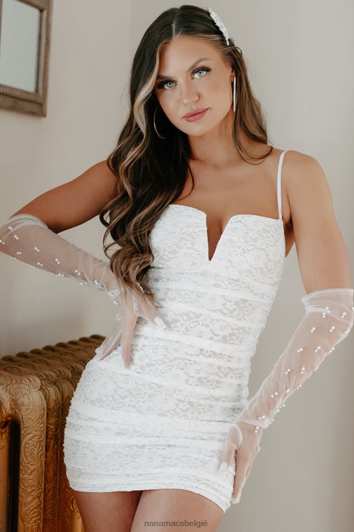 wit we hebben iets speciaals kanten mini-jurk NanaMacs HPTT2042