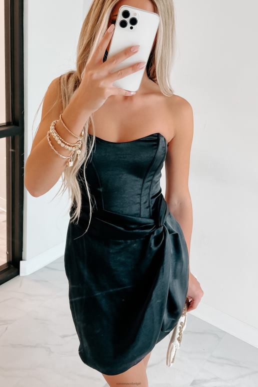 zwart get it girl satijnen strapless mini-jurk NanaMacs HPTT2122