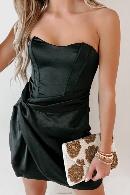 zwart get it girl satijnen strapless mini-jurk NanaMacs HPTT2122
