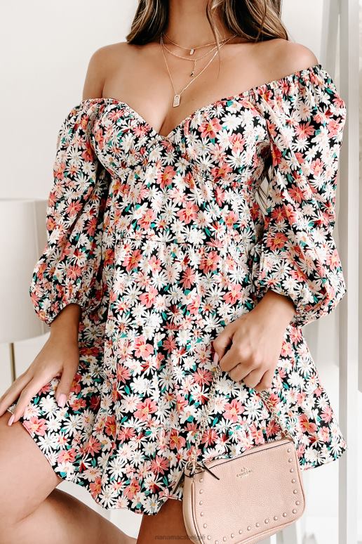 zwart/multi happy now gebloemde mini-jurk NanaMacs HPTT1868