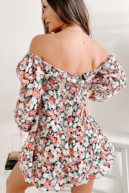 zwart/multi happy now gebloemde mini-jurk NanaMacs HPTT1868