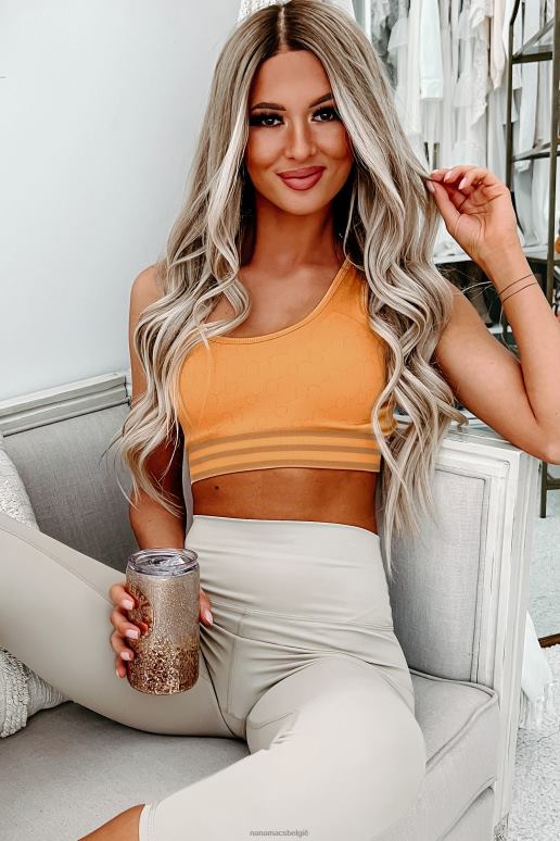 abrikoos workin' on me bedrukte racerback sportbeha NanaMacs HPTT1398