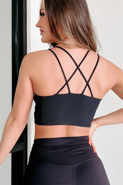 zwart cardio day geribbelde sportbeha NanaMacs HPTT525