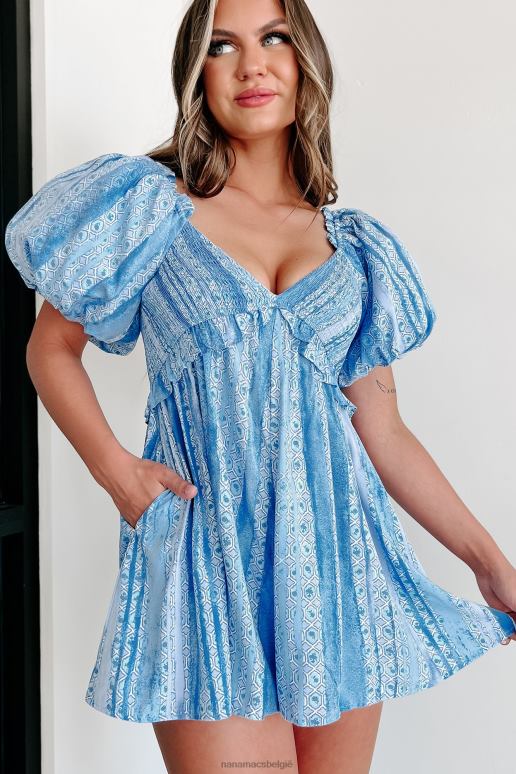 blauw optimistische romper met pofmouwen NanaMacs HPTT2556