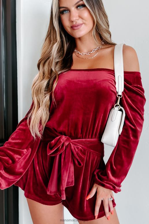 bordeaux zonder mankeren fluwelen rompertje met gedraaide achterkant NanaMacs HPTT2660