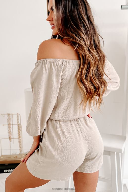 donker zand patricia off-shoulder romper met cargozak NanaMacs HPTT2540