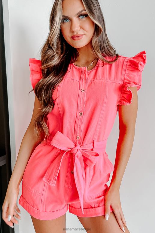 felroze heldere briljante denim romper NanaMacs HPTT2643