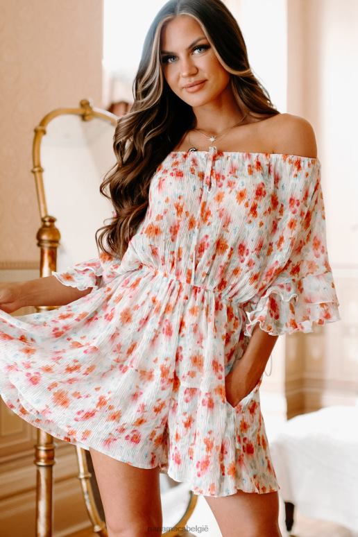 ivoor multi delicate tuin bloemen off-shoulder romper NanaMacs HPTT2636
