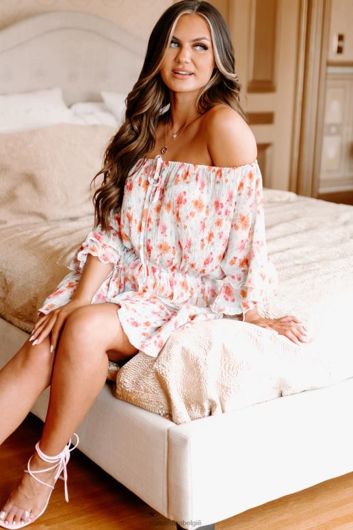 ivoor multi delicate tuin bloemen off-shoulder romper NanaMacs HPTT2636