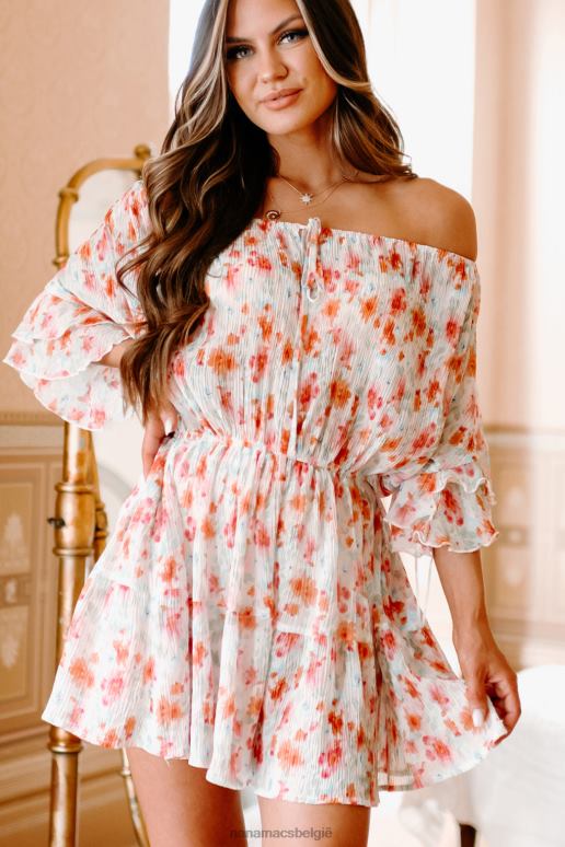 ivoor multi delicate tuin bloemen off-shoulder romper NanaMacs HPTT2636