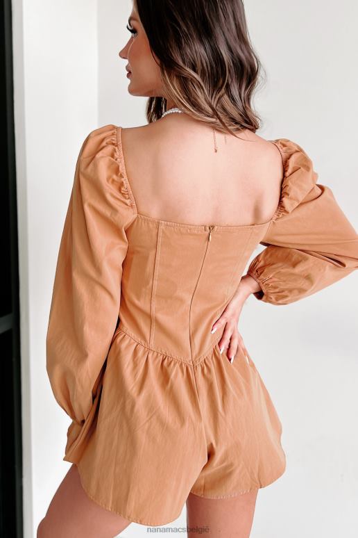 lichte mokka raelynn romper met pofmouwen NanaMacs HPTT2648