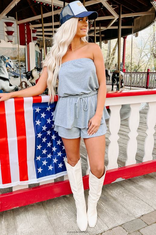 spijkerbroekblauw siesta time strapless romper met ruches NanaMacs HPTT2695