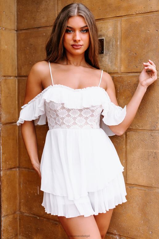 wit zoete allure geplooide cold shoulder romper NanaMacs HPTT2709
