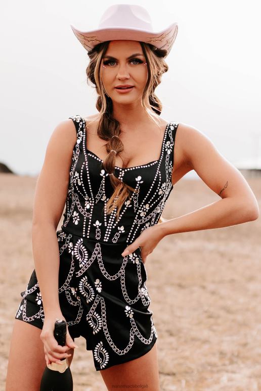 zwart testing your control satijnen strass rompertje NanaMacs HPTT2598