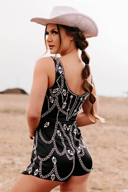 zwart testing your control satijnen strass rompertje NanaMacs HPTT2598