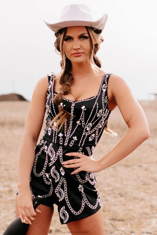 zwart testing your control satijnen strass rompertje NanaMacs HPTT2598