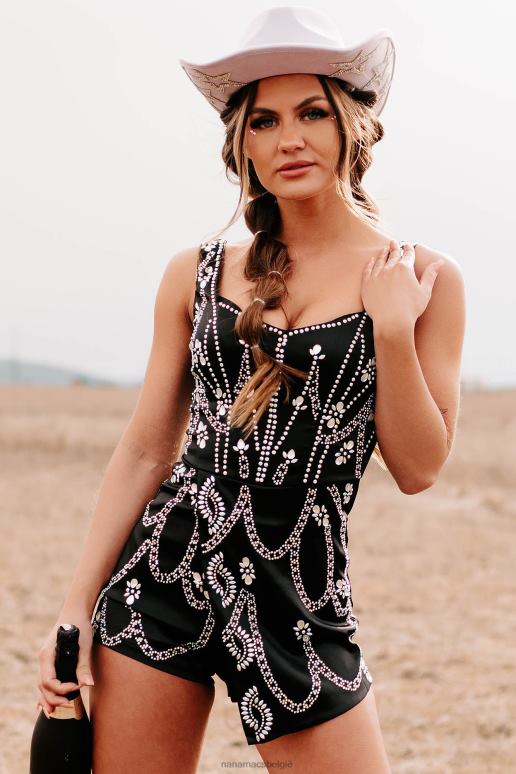 zwart testing your control satijnen strass rompertje NanaMacs HPTT2598