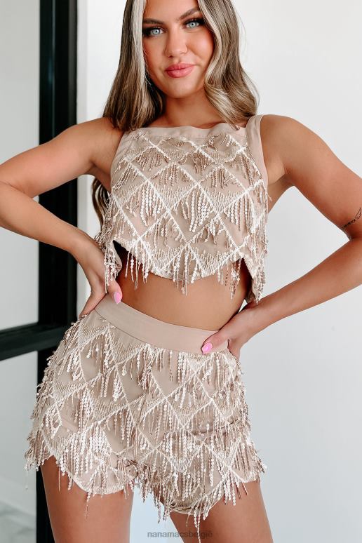 amandel forever young tweedelige short met lovertjes en franjes NanaMacs HPTT5