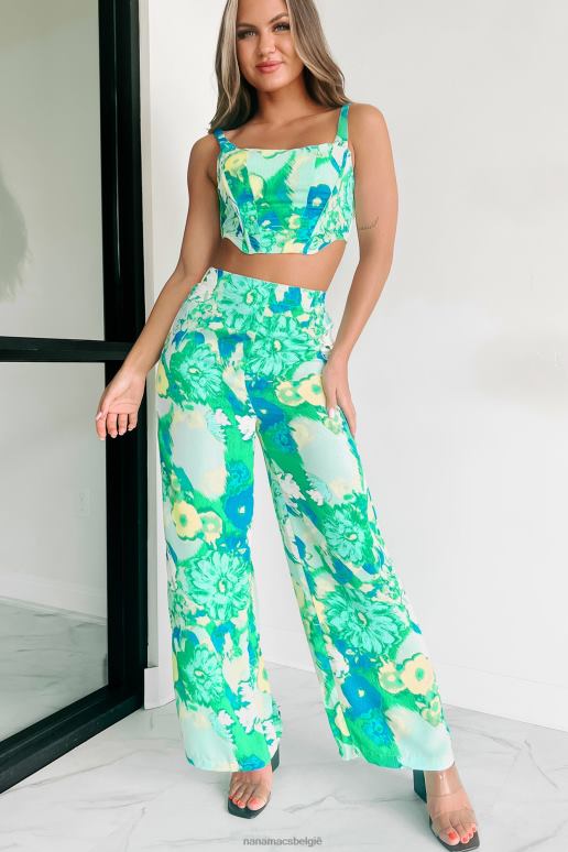 aquablauw moderne tweedelige broekenset voor dames NanaMacs HPTT27