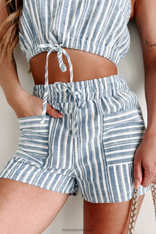 blauw bewegende tweedelige gestreepte short set NanaMacs HPTT865