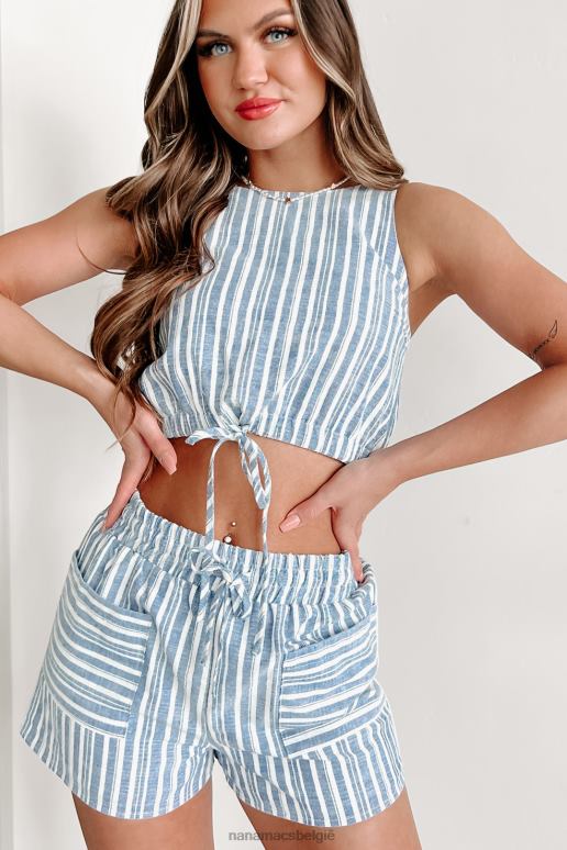 blauw bewegende tweedelige gestreepte short set NanaMacs HPTT865