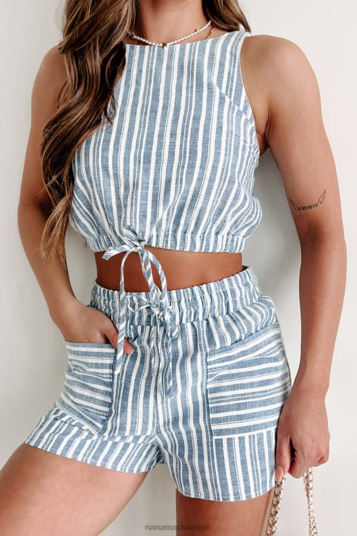 blauw bewegende tweedelige gestreepte short set NanaMacs HPTT865