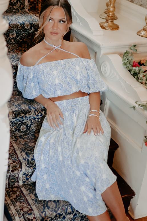 blauw feel fantastic tweedelige rok set NanaMacs HPTT1204