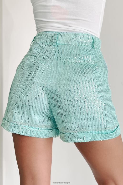 blauw iconische, verfijnde tweedelige blazer-shortset met pailletten NanaMacs HPTT1560