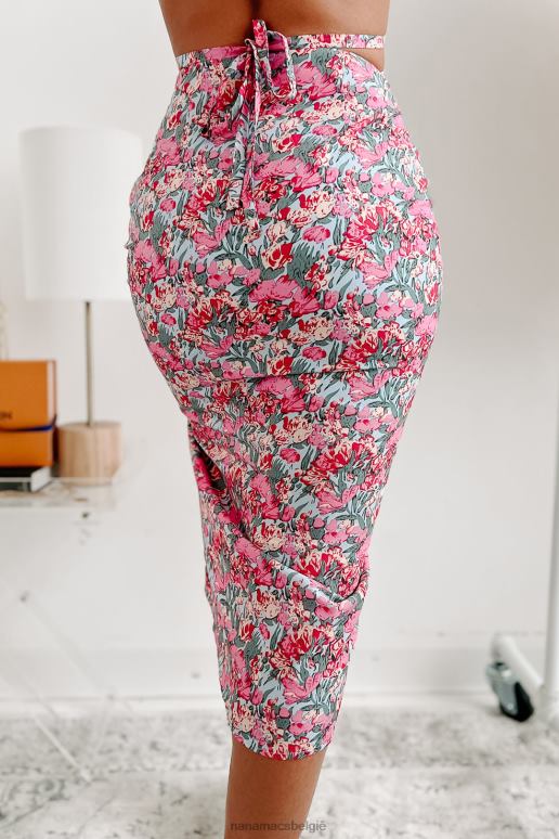 blauw/roze zoetste bliss gebloemde crop top rok set NanaMacs HPTT85