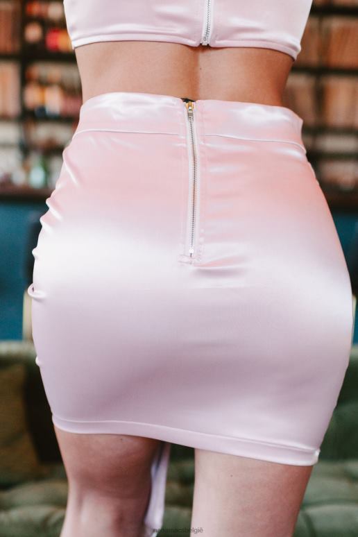 blos roze dansen in de schemering satijn crop top rok tweedelige set NanaMacs HPTT1249