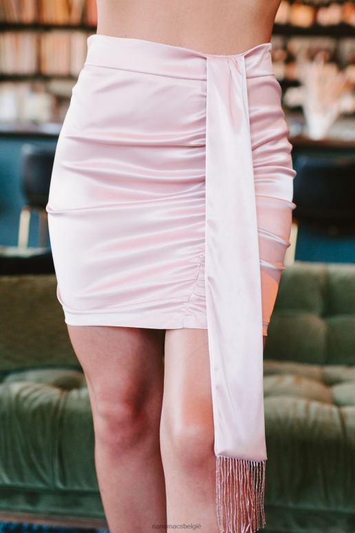 blos roze dansen in de schemering satijn crop top rok tweedelige set NanaMacs HPTT1249