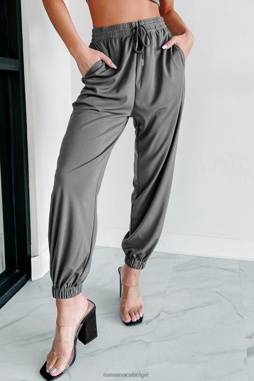 donker grijs coffee runs crop tank joggingbroek tweedelige set NanaMacs HPTT616