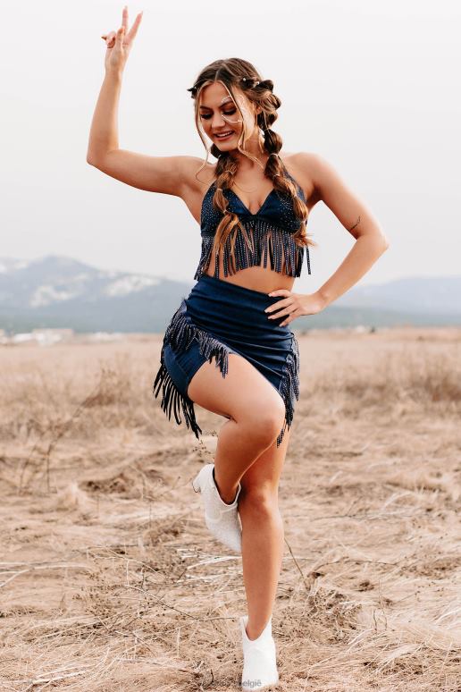 donkere denim elk excuus tweedelige rok met franjes NanaMacs HPTT1577