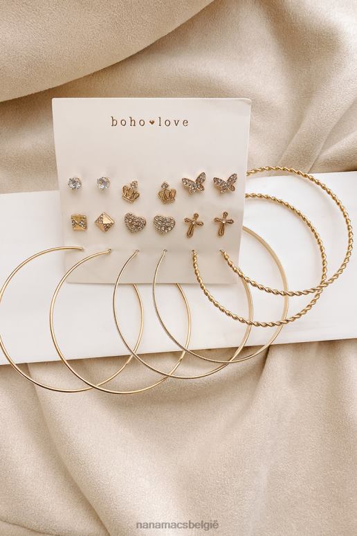 goud ooit charmante oorknopjes set NanaMacs HPTT4268