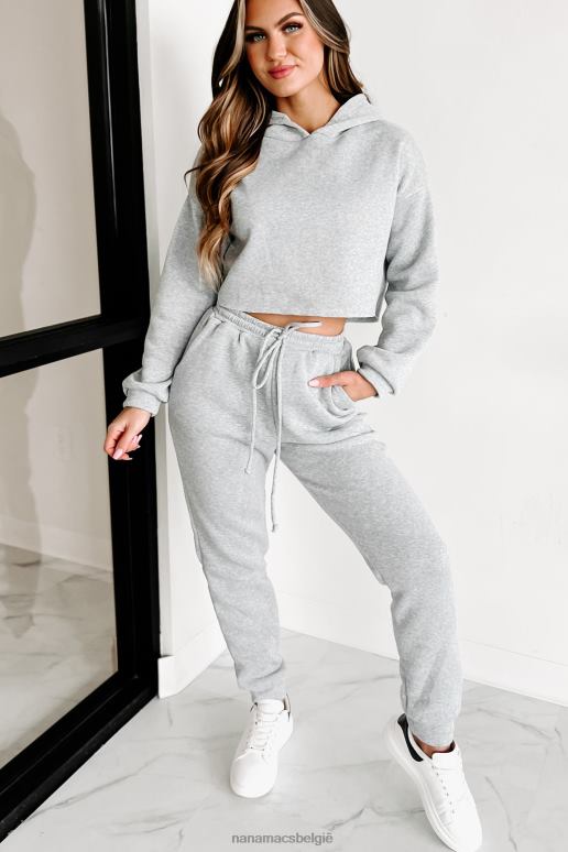 heide grijs living comfy joggingbroek met cropped hoodie NanaMacs HPTT1235