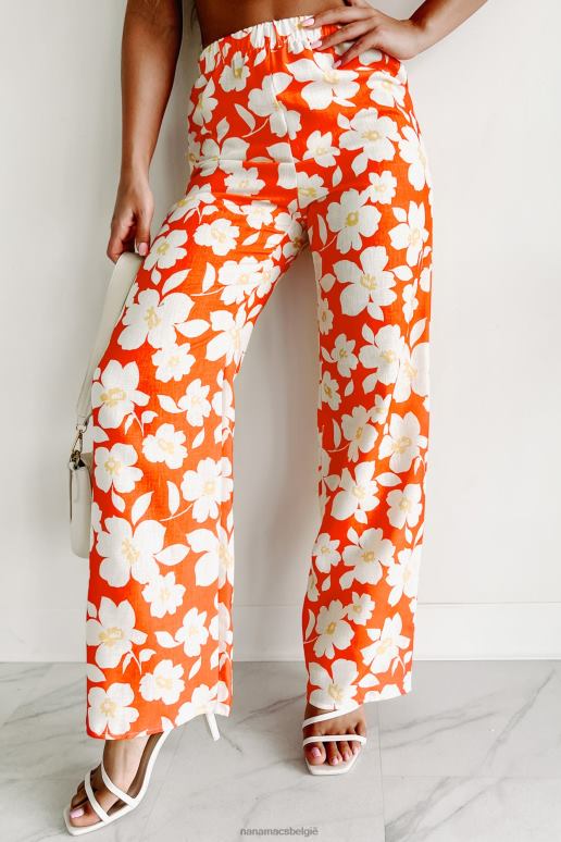 koraal combi op het punt te bloeien gebloemde crop top broek set NanaMacs HPTT1128