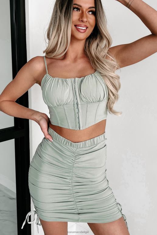 lichte salie jackie crop top rok tweedelige set NanaMacs HPTT107