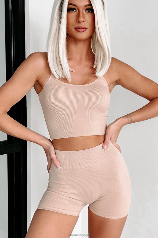 naakt mijn dag open houden naadloze geribbelde set NanaMacs HPTT1154