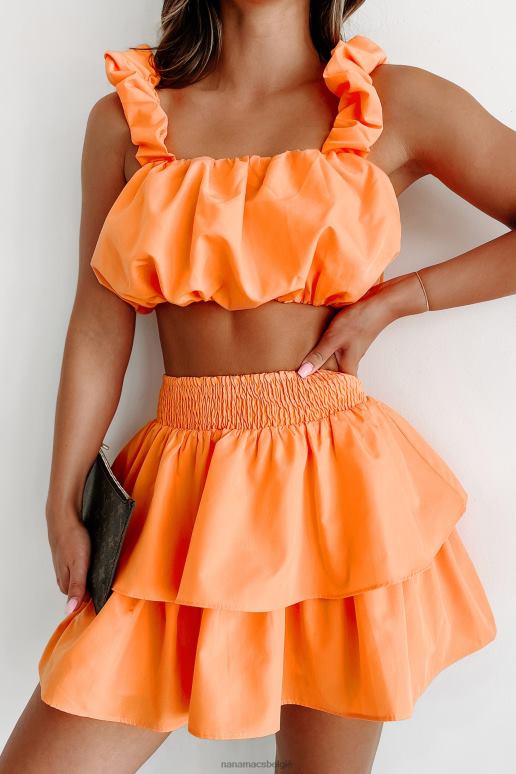 oranje babe magneet crop top rok tweedelige set NanaMacs HPTT1112