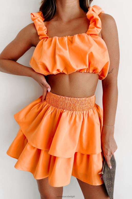 oranje babe magneet crop top rok tweedelige set NanaMacs HPTT1112