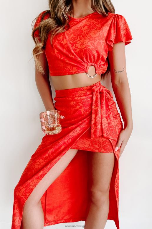 rood oranje een goede tijd hebben tweedelige rok set NanaMacs HPTT806