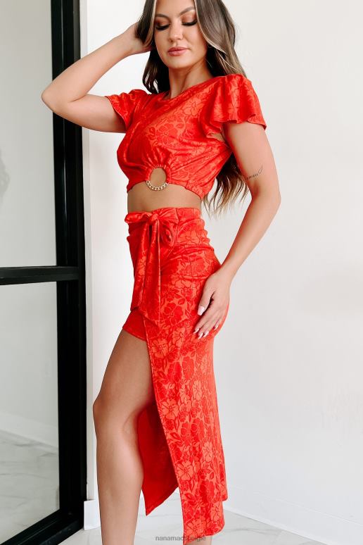 rood oranje een goede tijd hebben tweedelige rok set NanaMacs HPTT806