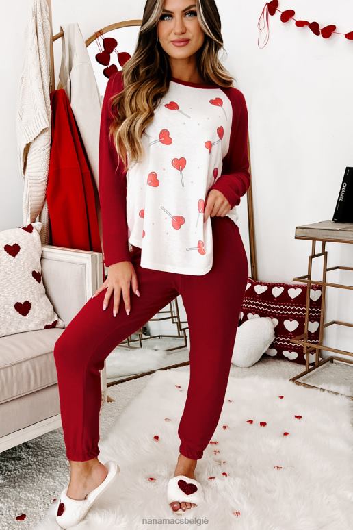 rood sucker for comfort tweedelige loungeset NanaMacs HPTT1758